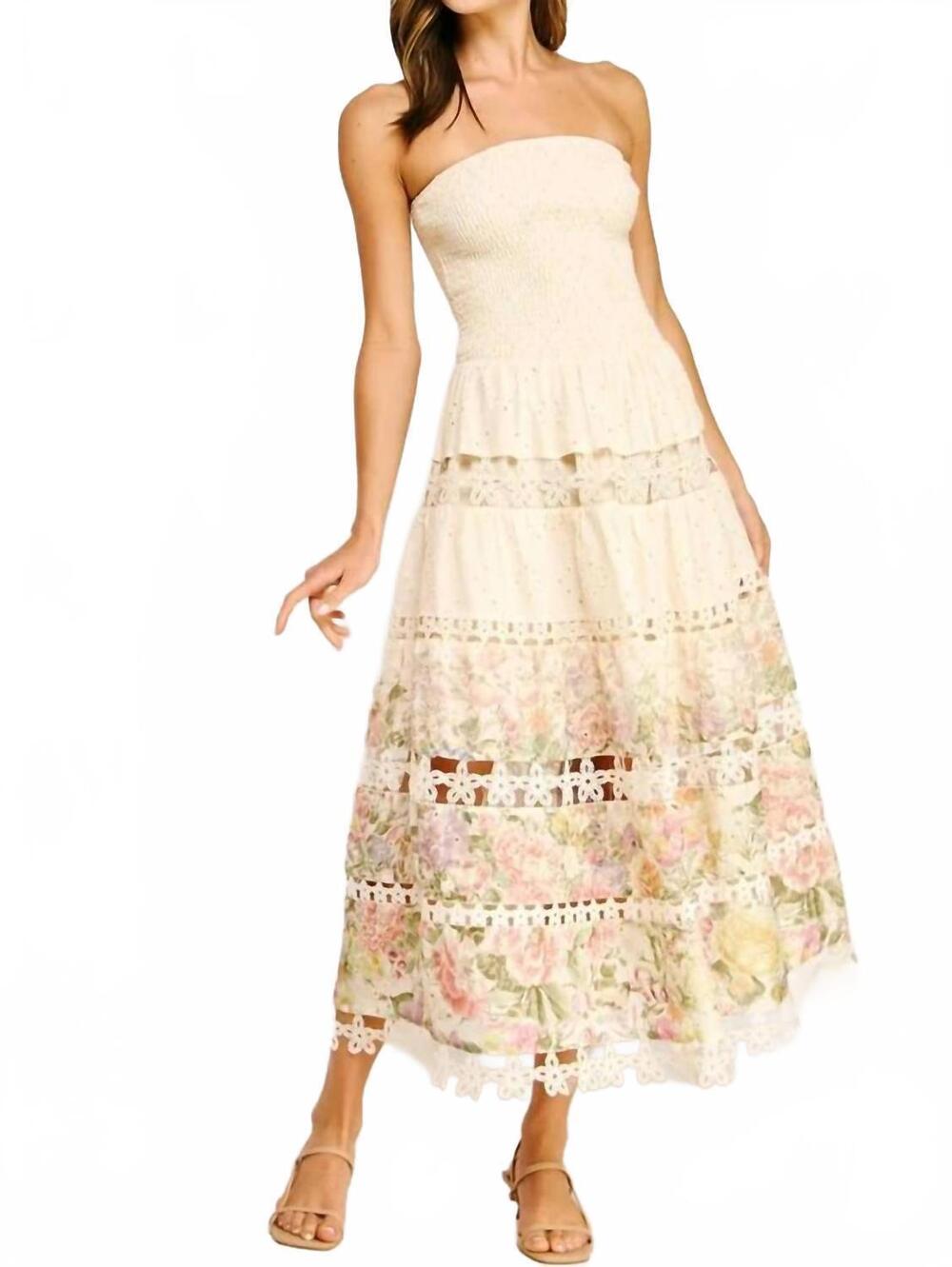 NEW STRUT & BOLT eyelet lace tube dress in floral print